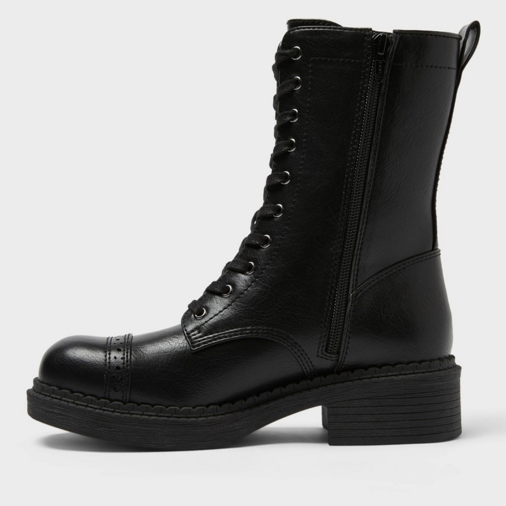 wild fable Black Combat Moto Boots - Picture 2 of 11
